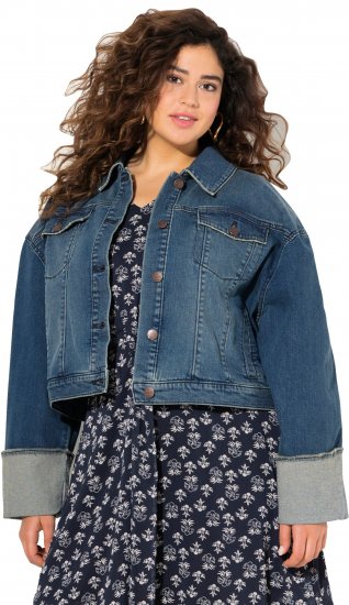 Ulla Popken Wide Cuff Denim Jacket Blue Denim - Takit - 
