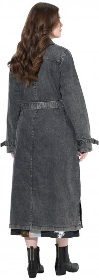 Ulla Popken Denim Acid Wash Trench Coat Grey Denim - Takit - 