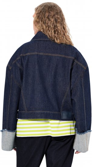 Ulla Popken Stretch Fit Cropped Denim Jacket Rinsed Wash - Takit - 