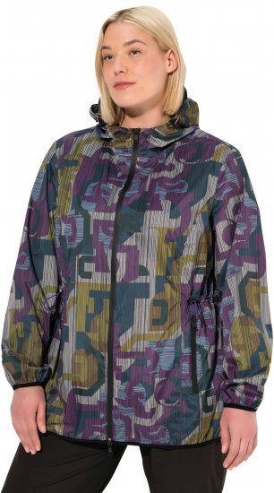 Ulla Popken Abstract Print Lightweight Rain Jacket Mixed Colors - Takit - 