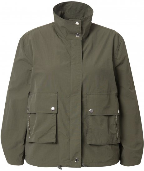 Ulla Popken Cargo Style Elastic Hem Jacket Olive Grey - Takit - 