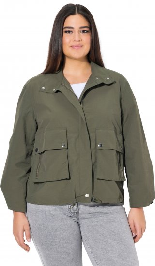 Ulla Popken Cargo Style Elastic Hem Jacket Olive Grey - Takit - 