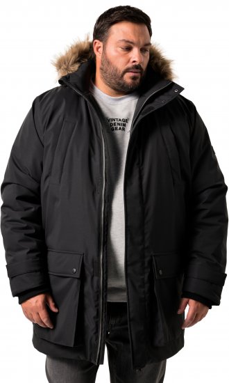 Men Plus Parka With Fur Hood Black - Takit - Miesten Takit, isot koot – 2XL – 12XL