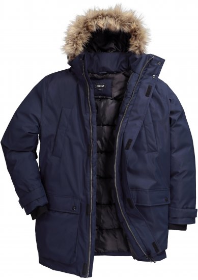 Men Plus Parka With Fur Hood Navy - Takit - Miesten Takit, isot koot – 2XL – 12XL