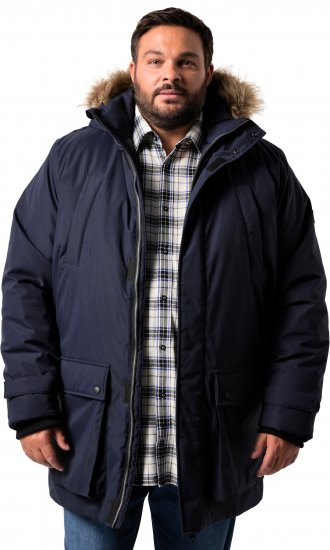Men Plus Parka With Fur Hood Navy - Takit - Miesten Takit, isot koot – 2XL – 12XL