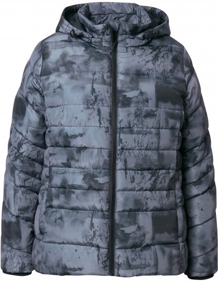 Ulla Popken HYPRAR Quilted Abstract Print Jacket Black - Takit - 