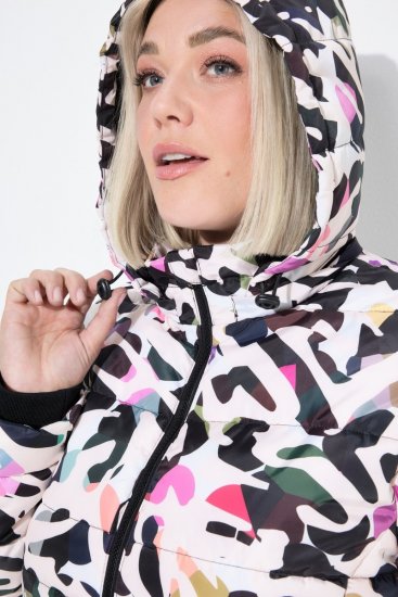 Ulla Popken HYPRAR Water-Repellent Allover Print Jacket Pale Beige - Takit - Naisten takit plus-koossa