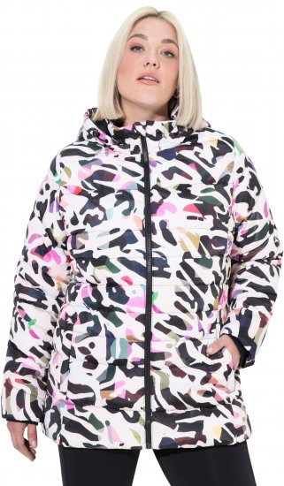 Ulla Popken HYPRAR Water-Repellent Allover Print Jacket Pale Beige - Takit - 