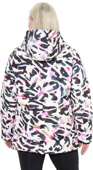 Ulla Popken HYPRAR Water-Repellent Allover Print Jacket Pale Beige - Takit - 