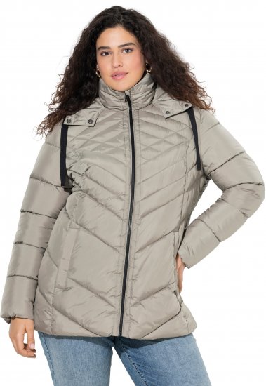 Ulla Popken HYPRAR Water-Repellent Quilted Jacket Medium Grey - Takit - 