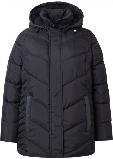 Ulla Popken HYPRAR Reflective Detail Quilted Jacket Black - Takit - 