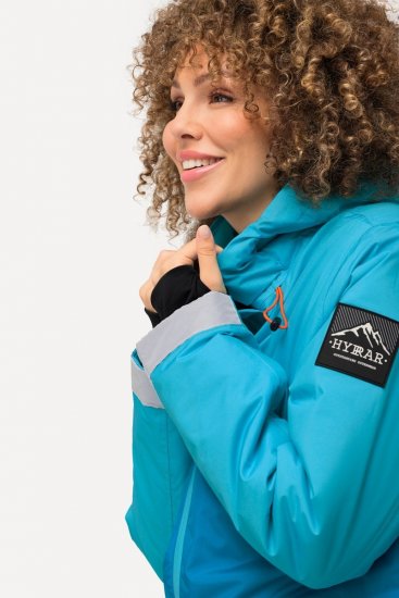 Ulla Popken HYPRAR Colorblock Fully Lined Ski Jacket Bright Turquoise - Hiihtovaatteet - 
