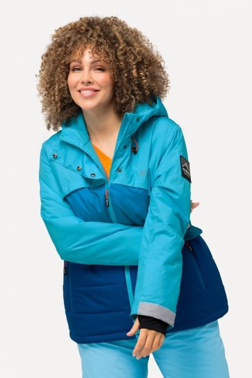 Ulla Popken HYPRAR Colorblock Fully Lined Ski Jacket Bright Turquoise - Hiihtovaatteet - 