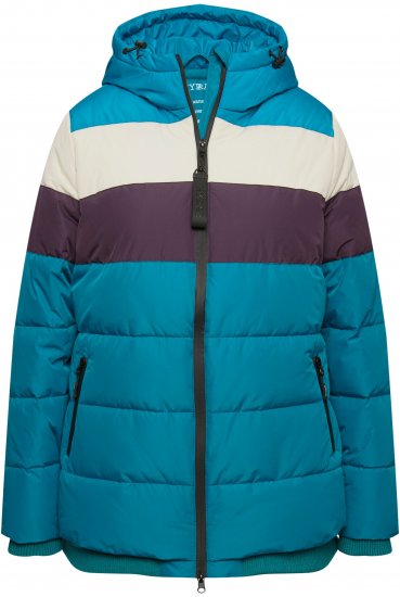 Ulla Popken HYPRAR Striped Triple Function Fully Lined Quilted Jacket Dark Petrol - Takit - 