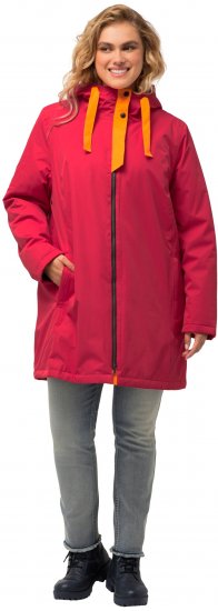 Ulla Popken HYPRAR Triple Function Contrast Trim Quilted Lining Jacket Salsa Red - Takit - 