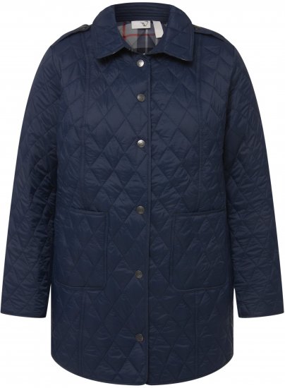 Ulla Popken Quilted Jacket with Plaid Lining Navy - Takit - 