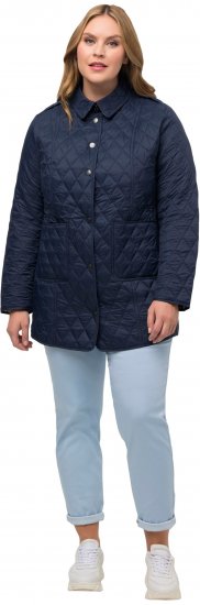 Ulla Popken Quilted Jacket with Plaid Lining Navy - Takit - 
