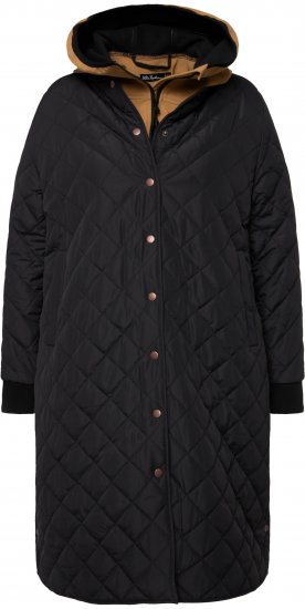 Ulla Popken 2-in-1 Quilted Fleece Lined Coat Black - Takit - 
