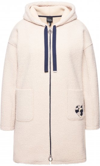 Ulla Popken Oversized Teddy Plush Heart Detail Jacket Pebble Grey - Takit - 