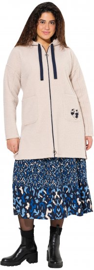 Ulla Popken Oversized Teddy Plush Heart Detail Jacket Pebble Grey - Takit - 