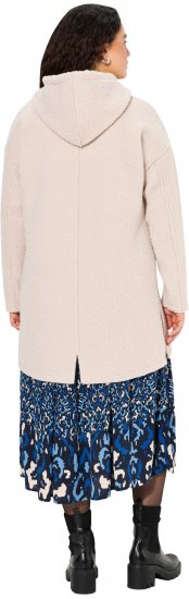 Ulla Popken Oversized Teddy Plush Heart Detail Jacket Pebble Grey - Takit - 