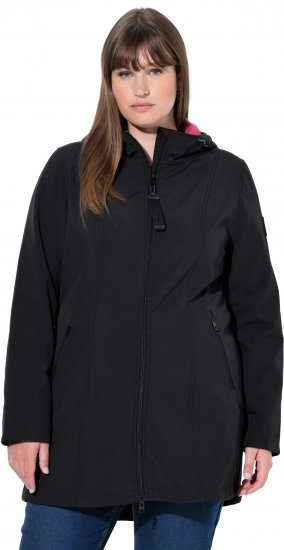 Ulla Popken Hyprar Soft Shell Water Repellent Hooded Jacket Black - Takit - 
