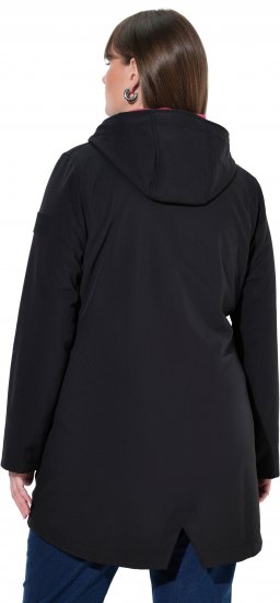 Ulla Popken Hyprar Soft Shell Water Repellent Hooded Jacket Black - Takit - 