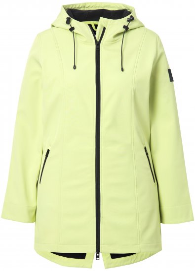 Ulla Popken Hyprar Soft Shell Water Repellent Hooded Jacket Lime Green - Takit - 