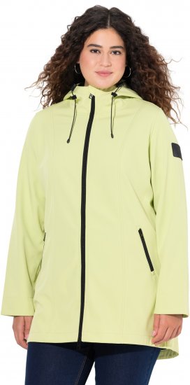 Ulla Popken Hyprar Soft Shell Water Repellent Hooded Jacket Lime Green - Takit - 