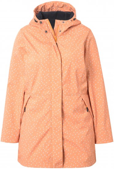 Ulla Popken Raindrop Print Longline Waterproof Jacket Mandarin - Takit - 