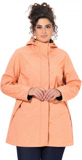 Ulla Popken Raindrop Print Longline Waterproof Jacket Mandarin - Takit - 