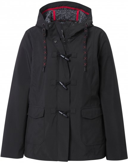 Ulla Popken HYPRAR Toggle Button Microfleece Lined Jacket Black - Takit - 