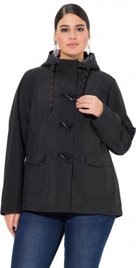 Ulla Popken HYPRAR Toggle Button Microfleece Lined Jacket Black - Takit - 