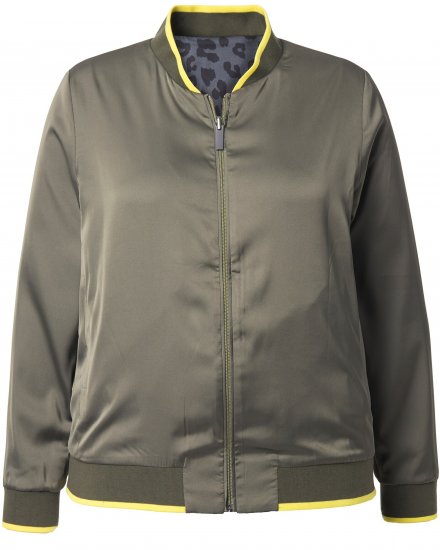 Ulla Popken Reversible Leopard Print College Collar Jacket Olive Grey - Takit - 
