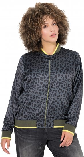Ulla Popken Reversible Leopard Print College Collar Jacket Olive Grey - Takit - 