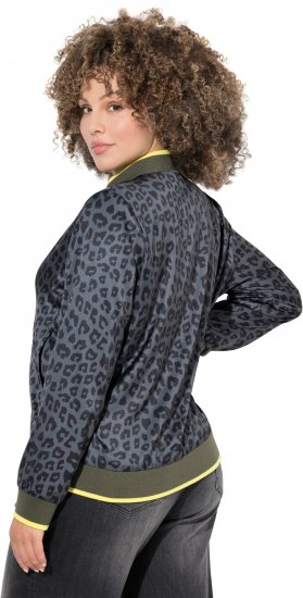 Ulla Popken Reversible Leopard Print College Collar Jacket Olive Grey - Takit - 