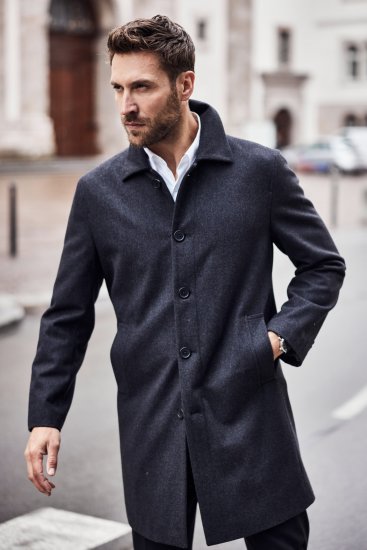 JP1880 Coat Wool Blend Water Repellent Dark Grey - Takit - Miesten Takit, isot koot – 2XL – 12XL