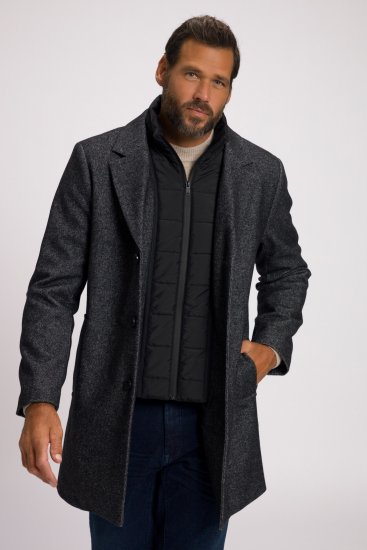 JP1880 Coat Wool Blend Quilted Insert Black - Takit - Miesten Takit, isot koot – 2XL – 12XL