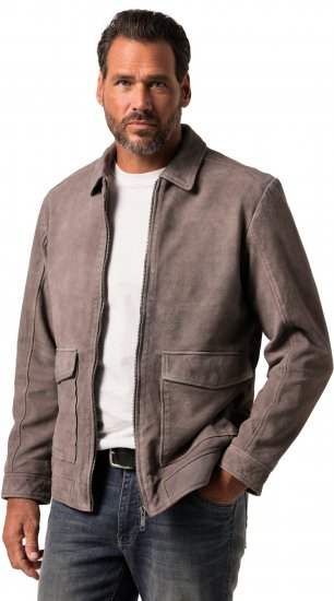 JP1880 Leather Jacket Lamskin Suede Grey - Takit - Miesten Takit, isot koot – 2XL – 12XL