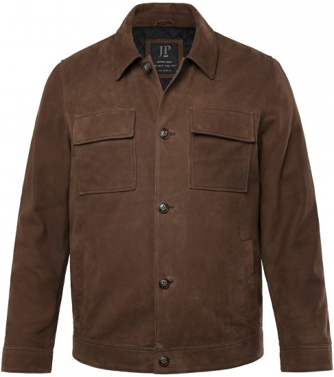 JP1880 Leather Jacket Nubuck Shirt Collar Brown - Takit - Miesten Takit, isot koot – 2XL – 12XL