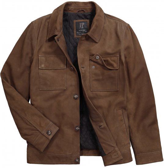 JP1880 Leather Jacket Nubuck Shirt Collar Brown - Takit - Miesten Takit, isot koot – 2XL – 12XL