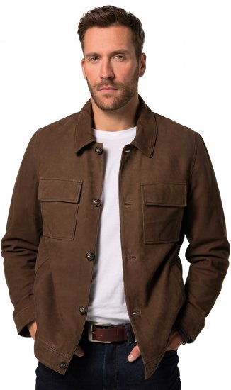 JP1880 Leather Jacket Nubuck Shirt Collar Brown - Takit - Miesten Takit, isot koot – 2XL – 12XL