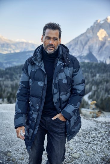 JP1880 Quilted Parka with Camouflage Drawstring Waist Black - Takit - Miesten Takit, isot koot – 2XL – 12XL