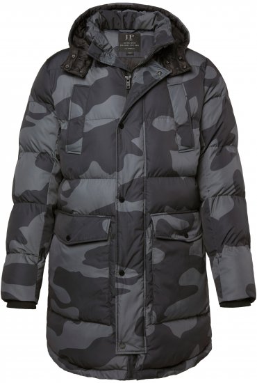 JP1880 Quilted Parka with Camouflage Drawstring Waist Black - Takit - Miesten Takit, isot koot – 2XL – 12XL