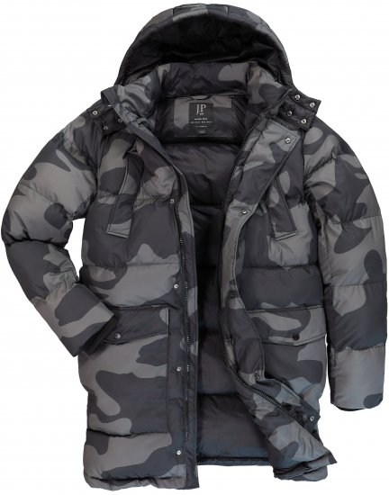 JP1880 Quilted Parka with Camouflage Drawstring Waist Black - Takit - Miesten Takit, isot koot – 2XL – 12XL