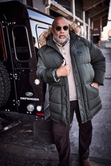 JP1880 Quilted Parka Lightweight and Warm with Faux Fur Hood Dark Green - Takit - Miesten Takit, isot koot – 2XL – 12XL