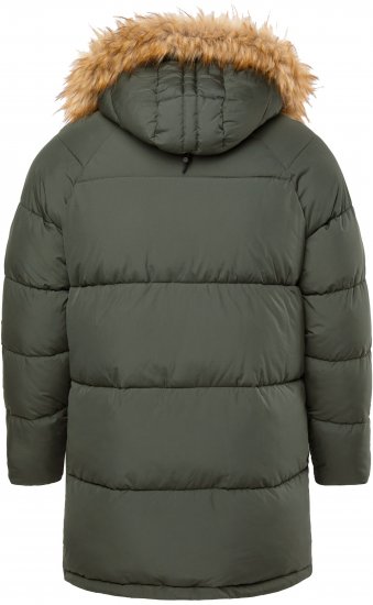 JP1880 Quilted Parka Lightweight and Warm with Faux Fur Hood Dark Green - Takit - Miesten Takit, isot koot – 2XL – 12XL