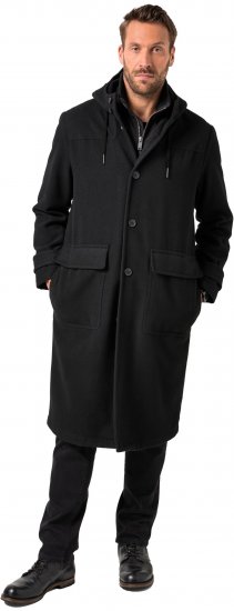 JP1880 Water-repellent Functional Coat with Wool Look Black - Takit - Miesten Takit, isot koot – 2XL – 12XL
