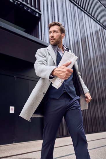 JP1880 Wool Blend Coat with Nylon Insert Grey - Takit - Miesten Takit, isot koot – 2XL – 12XL