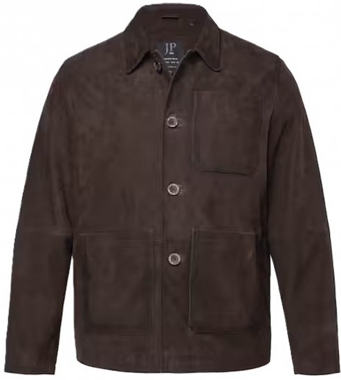 JP1880 Leather Jacket Goat Suede Shirt Collar Dark Brown - Takit - Miesten Takit, isot koot – 2XL – 12XL